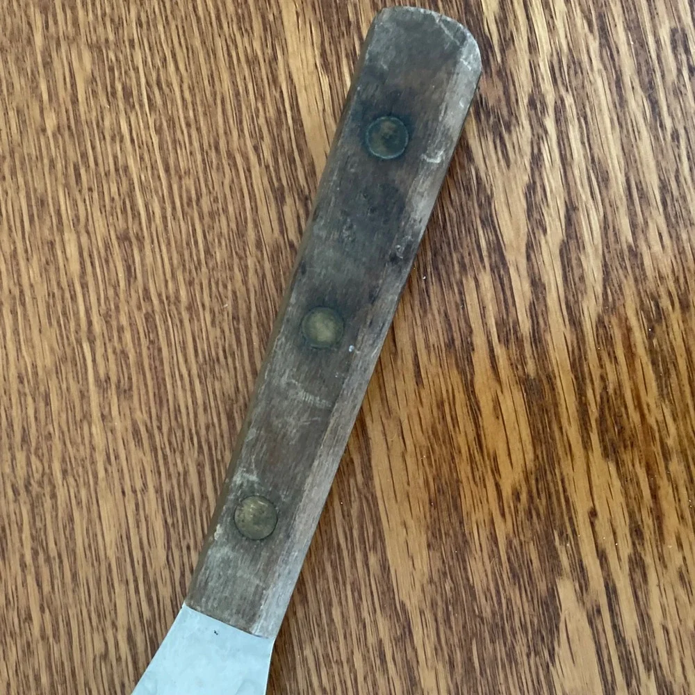 Vintage‎ Clyde 1960s Carbon Steel Blade Spatula Icing Spreader Knife Wood Handle